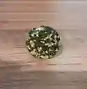 Anillo Redondo Arte Resina Amarillo Con Negro