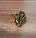 Anillo Redondo Arte Resina Amarillo Con Negro