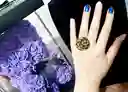 Anillo Redondo Arte Resina Amarillo Con Negro