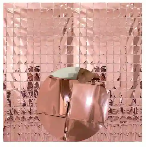 Cortina Cumpleaños Cuadros Metalizada Rosada 1m X 2m