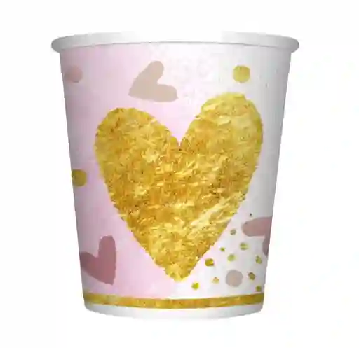 Vaso Desechable Corazones Brillantes De Carton 9 Oz X 8 Sempertex