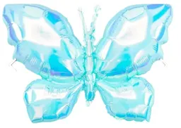 Bomba Globo Metalico Diseño De Mariposa Color Azul 48 Cmx 65 Cm
