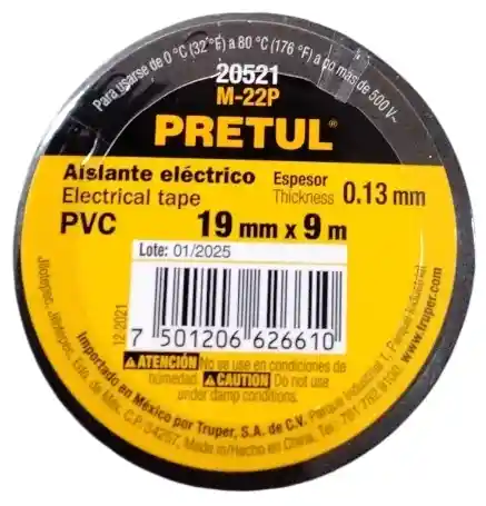 Cinta Aislante Negra 19mm X9m