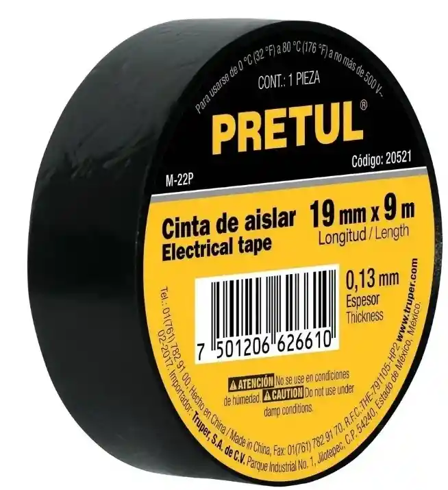 Cinta Aislante Negra 19mm X9m