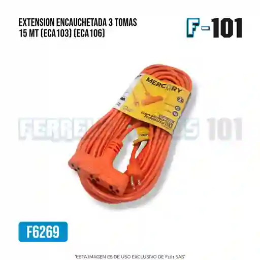 Extension Naranja Profesional Mercury 15m - 125v - 3x14 Awg