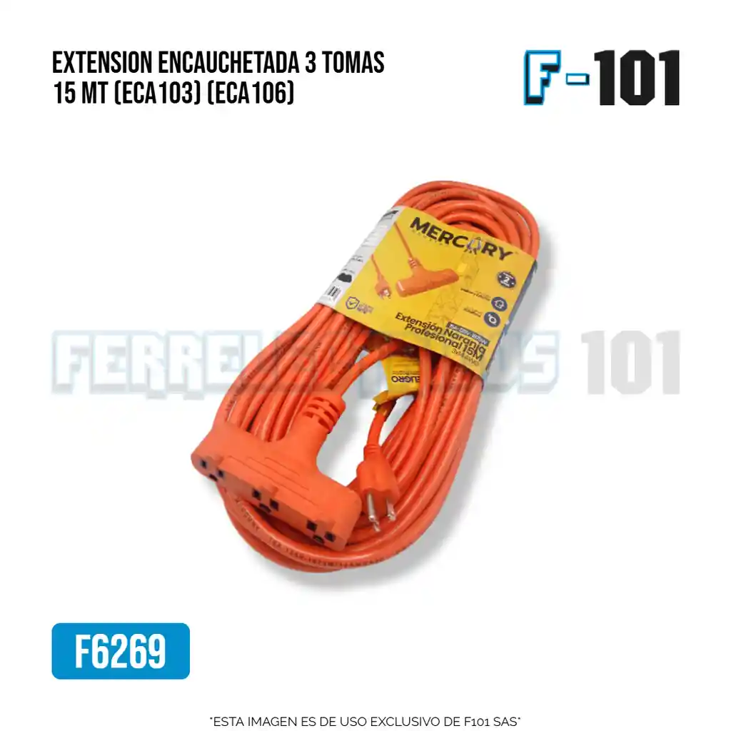 Extension Naranja Profesional Mercury 15m - 125v - 3x14 Awg