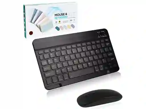 Kit De Teclado Y Mause Inhalambrico Bluetooth Negro
