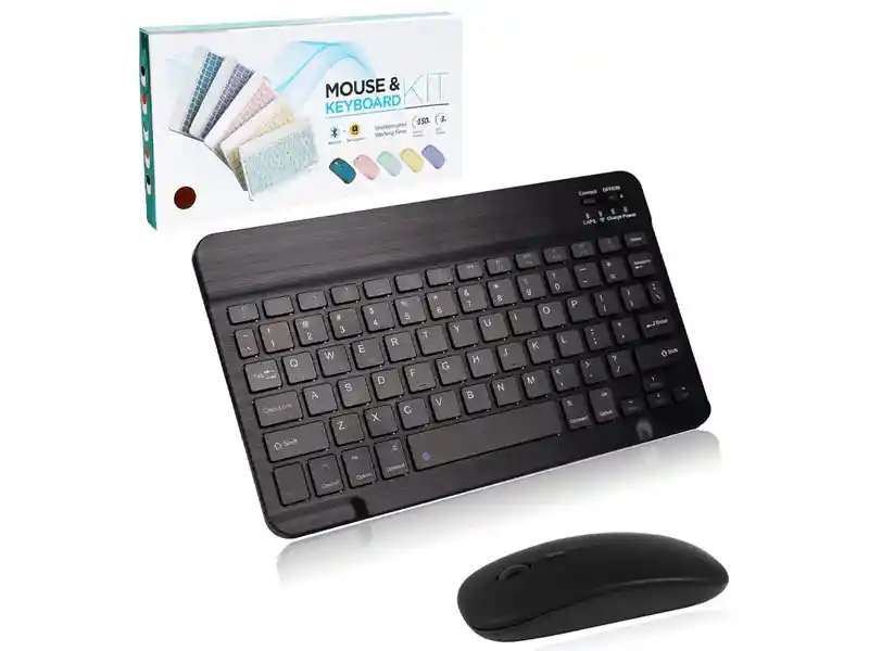 Kit De Teclado Y Mause Inhalambrico Bluetooth Negro