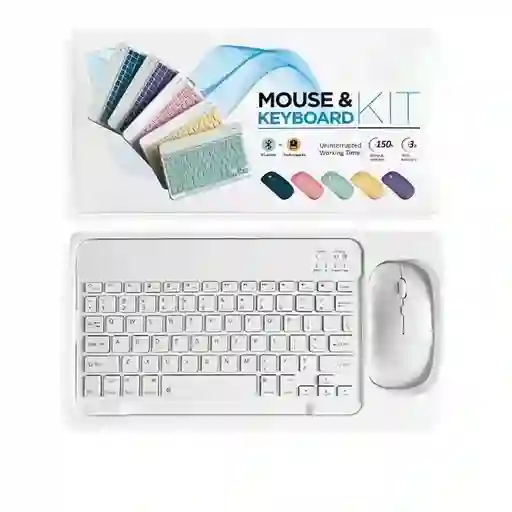 Kit De Teclado Y Mause Inhalambrico Bluetooth Blanco