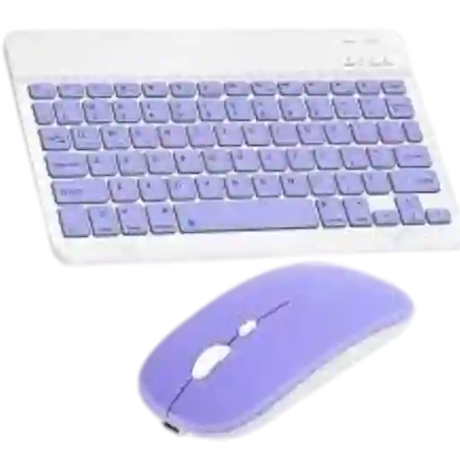Kit De Teclado Y Mause Inhalambrico Bluetooth Violeta