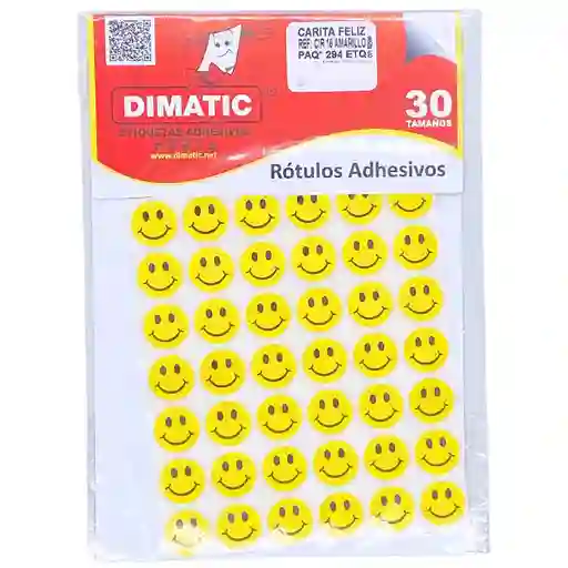 Rotulo Autoadhesivos Carita Feliz De 1,6cm - X294, Amarillo