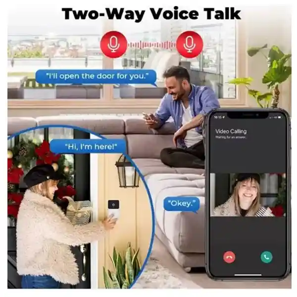 Timbre Inalambrico Video Portero Wifi Camara Voz Nocturna Hd