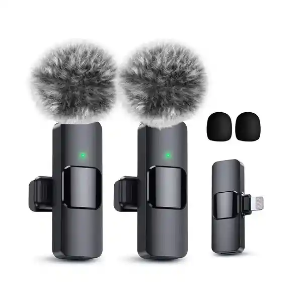 Micrófono De Solapa Inalámbrico Con 2 Receptores Para Celular Tipo C Iphone Y