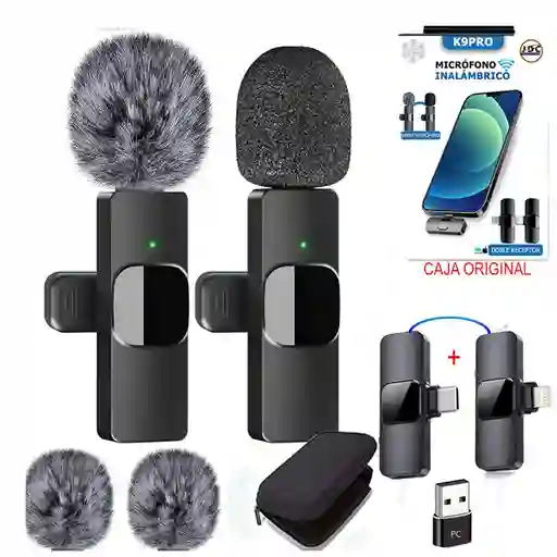 Micrófono De Solapa Inalámbrico Con 2 Receptores Para Celular Tipo C Iphone Y