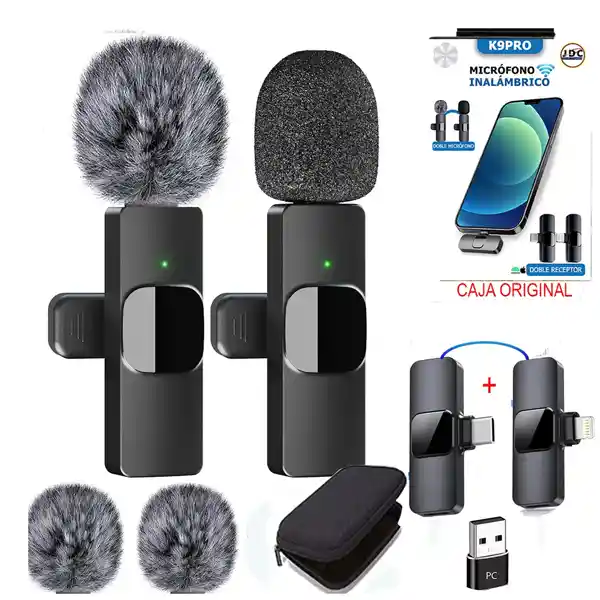 Micrófono De Solapa Inalámbrico Con 2 Receptores Para Celular Tipo C Iphone Y