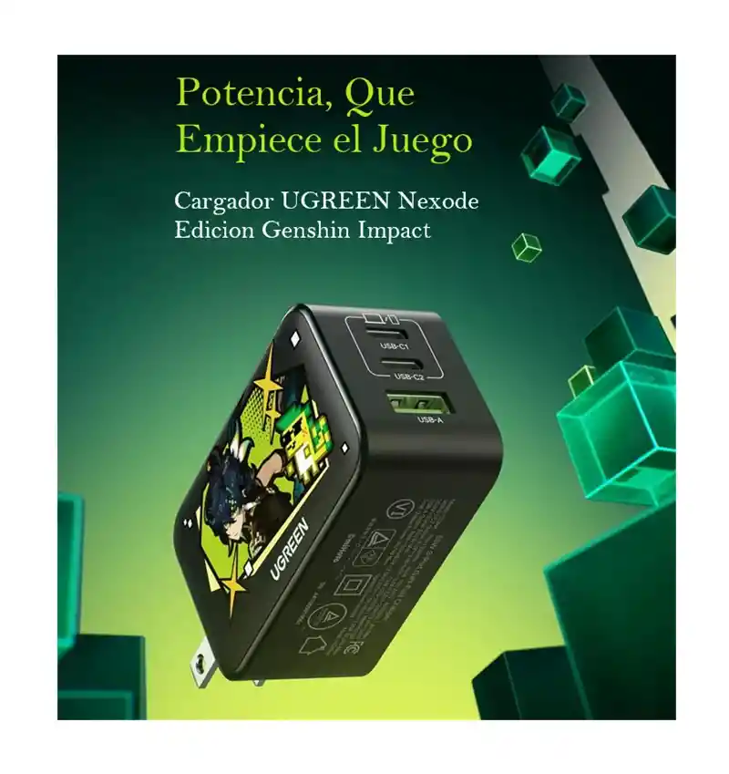 Cargador Usb C Ugreen 65w Nexode 3 Genshin Impact Kinich