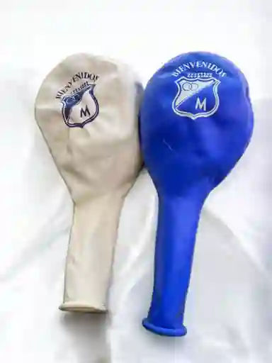 Paquete Por 20 Unidades De Globos Bombas R-12 Motivo Equipo Millonarios Colores Azul Y Blanco