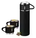 Termo Acero Inoxidable 1l Con 2 Tazas Aislantes