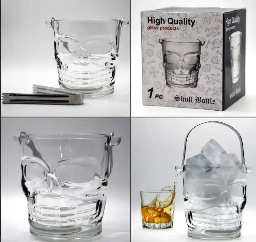 Hielera Vidrio Balde Para Hielo Calvera + Pinzas