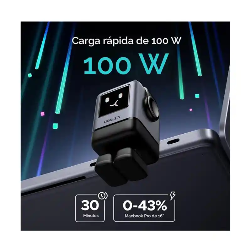 Cargador Rápido Ugreen Uno Usb-c 100w Pantalla Tft 4puertos