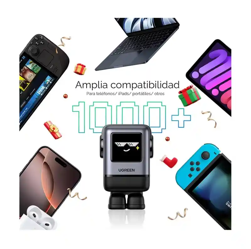 Cargador Rápido Ugreen Uno Usb-c 100w Pantalla Tft 4puertos