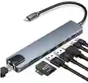 Adaptador 8 En 1 Tipo C Lan Tf Sd Hdmi Usb Pd Hub