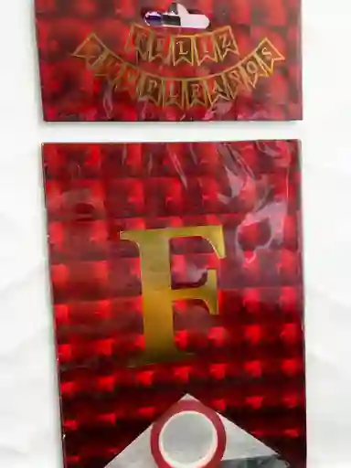 Letrero Feliz Cumpleaños Holografico Tipo Banderin Color Rojo