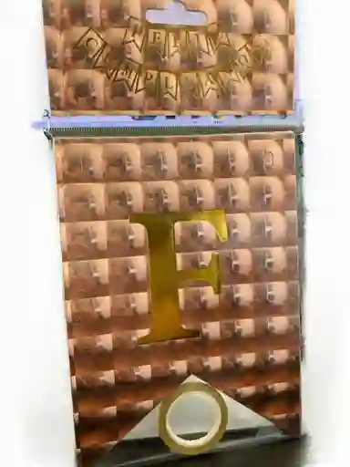 Letrero Feliz Cumpleaños Holografico Tipo Banderin Color Oro Rosa