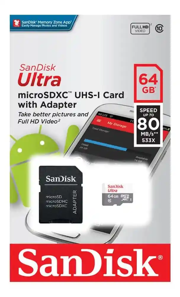 Memoria Micro Sd 64gb Sandisk Ultra