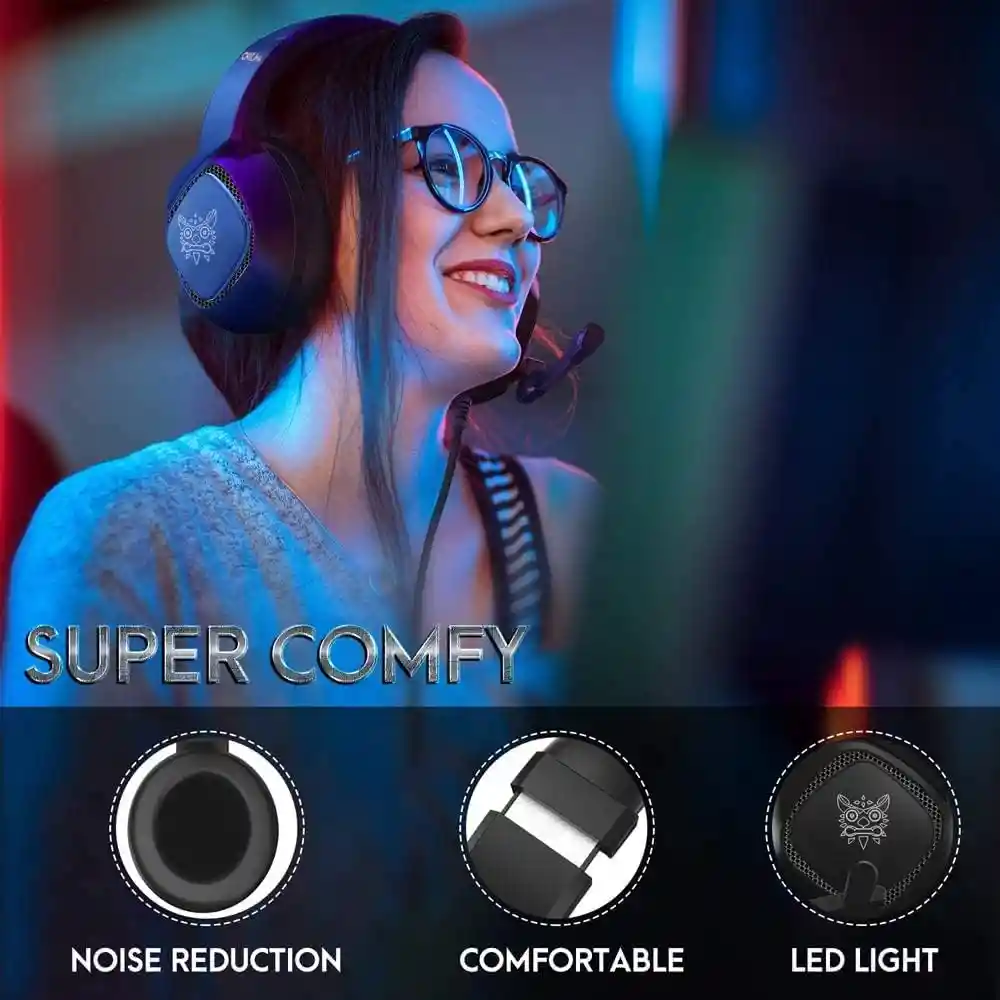 Audífonos Gamer Diadema Onikuma K19 Con Microfono Luz Rgb Led Para Xbox Ps4 Ps5 Pc