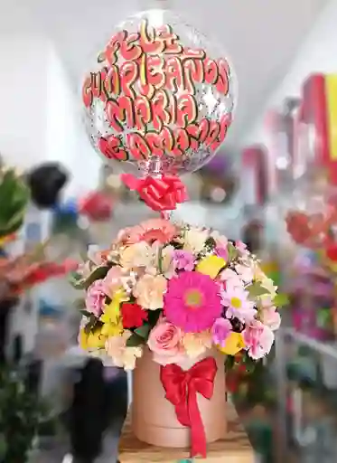 Arreglo Floral Con Globo
