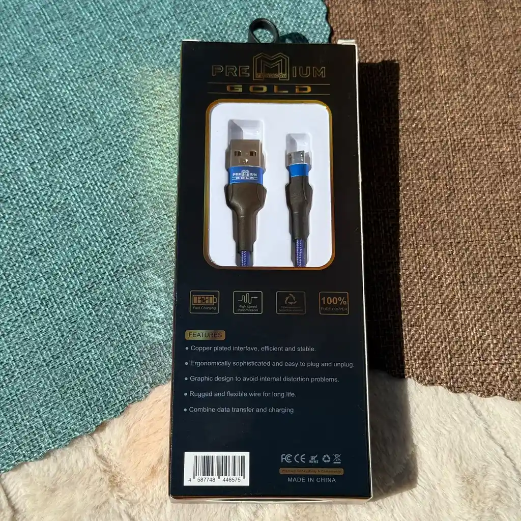 Cable De Carga V8 / Micro / 5.1a / Premium Gold