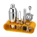 Set X12 Piezas Utensilios Bartender Coctelera Bar Inoxidable Bambu