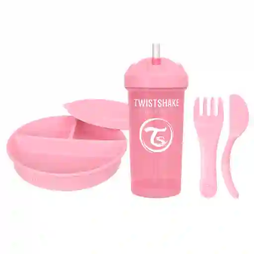 Combo Twistpink ,plato, Cubiertos Y Vaso Pitillo