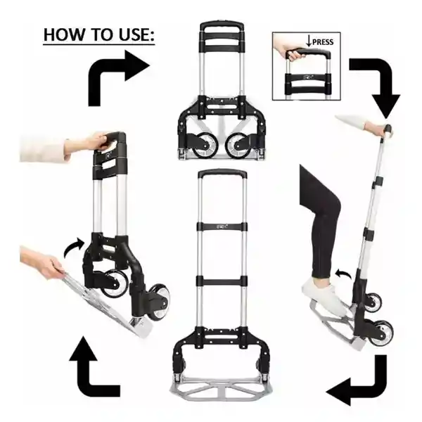 Carretilla Trolley Plegable Zorra Carreta Resiste 75kg