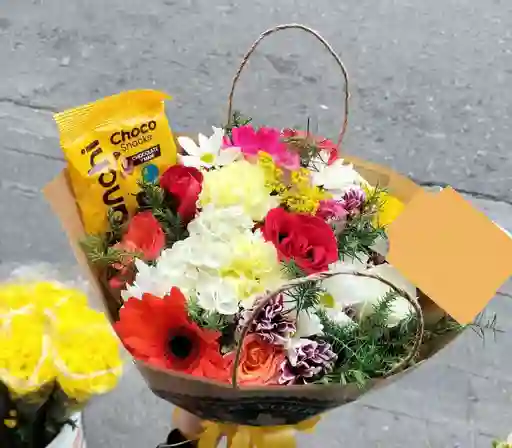 Bouquet Colorido Con Choco Snacks De Bianchi