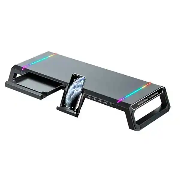Soporte De Monitor Rgb Ajustable Con Puertos Usb Rgb