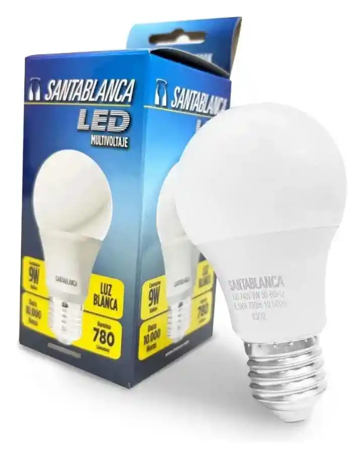 Bombillo Led Santablanca A60 9w Multivolt 10.000 H Luz Fria