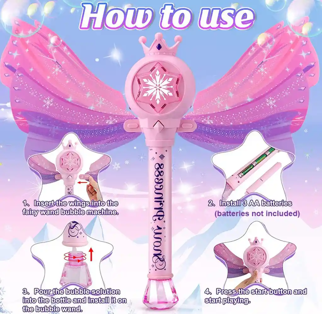 Varita Mágica De Burbujas Princess Crown Con Luces Y Música