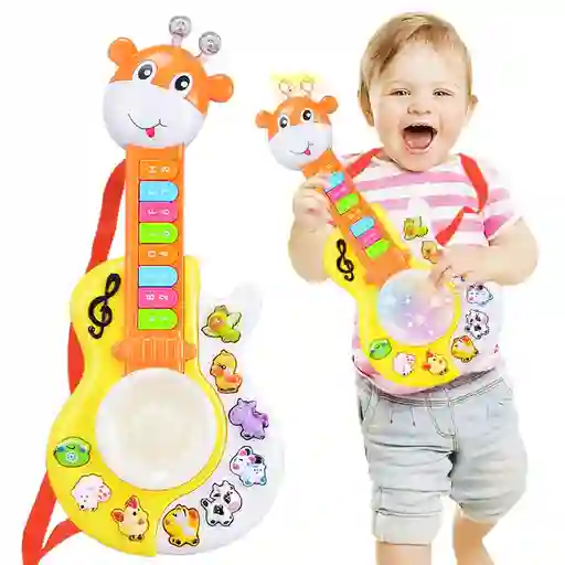 Juguete Guitarra Para Bebe Jirafa Con Luz Y Música