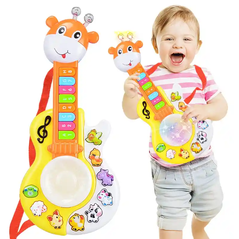 Juguete Guitarra Para Bebe Jirafa Con Luz Y Música