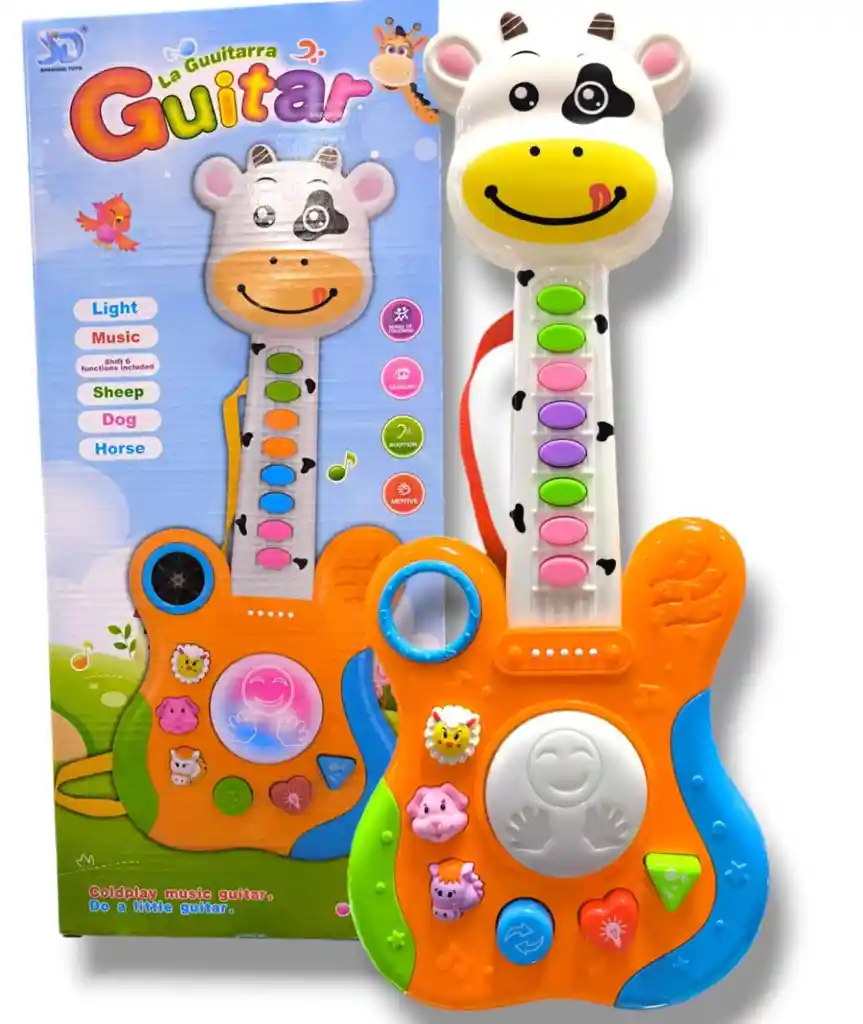 Juguete Guitarra Para Bebe Jirafa Con Luz Y Música