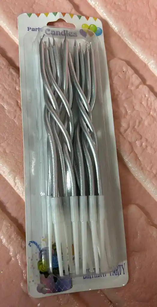 Vela Cumpleaños Espiral Plateada X12