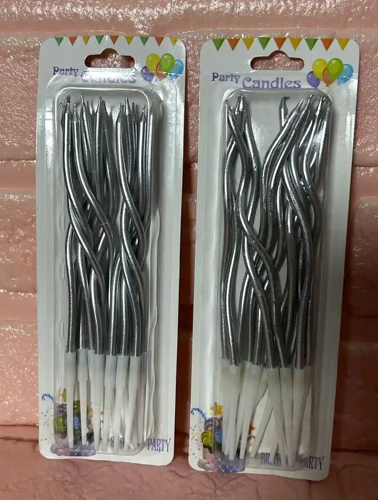 Vela Cumpleaños Espiral Plateada X12