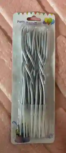 Vela Cumpleaños Espiral Plateada X12