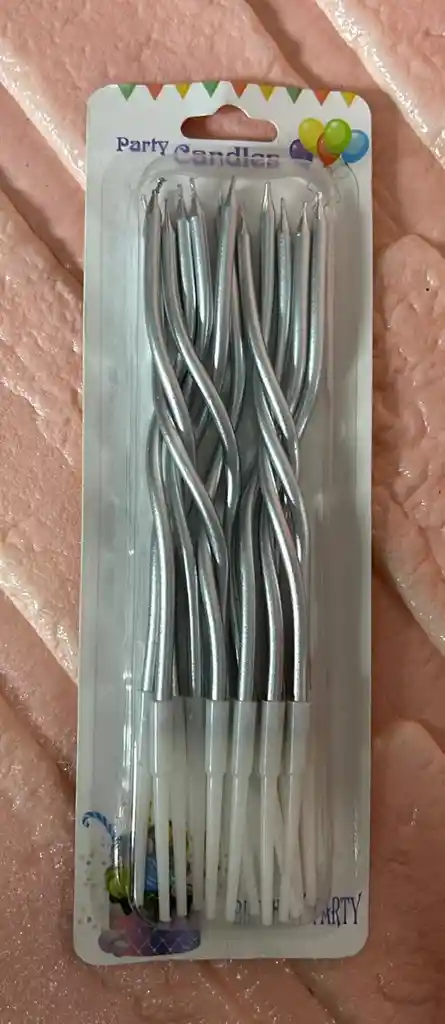 Vela Cumpleaños Espiral Plateada X12