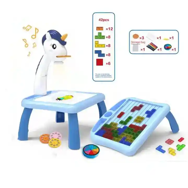 Mesa De Dibujo Para Niños Con Proyector Y Juego Tetris