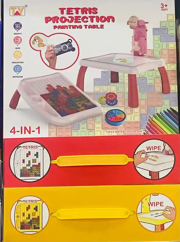 Mesa De Dibujo Para Niños Con Proyector Y Juego Tetris