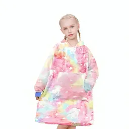 Saco Manta Yety Para Niña Con Capucha Alumbra Oscuridad