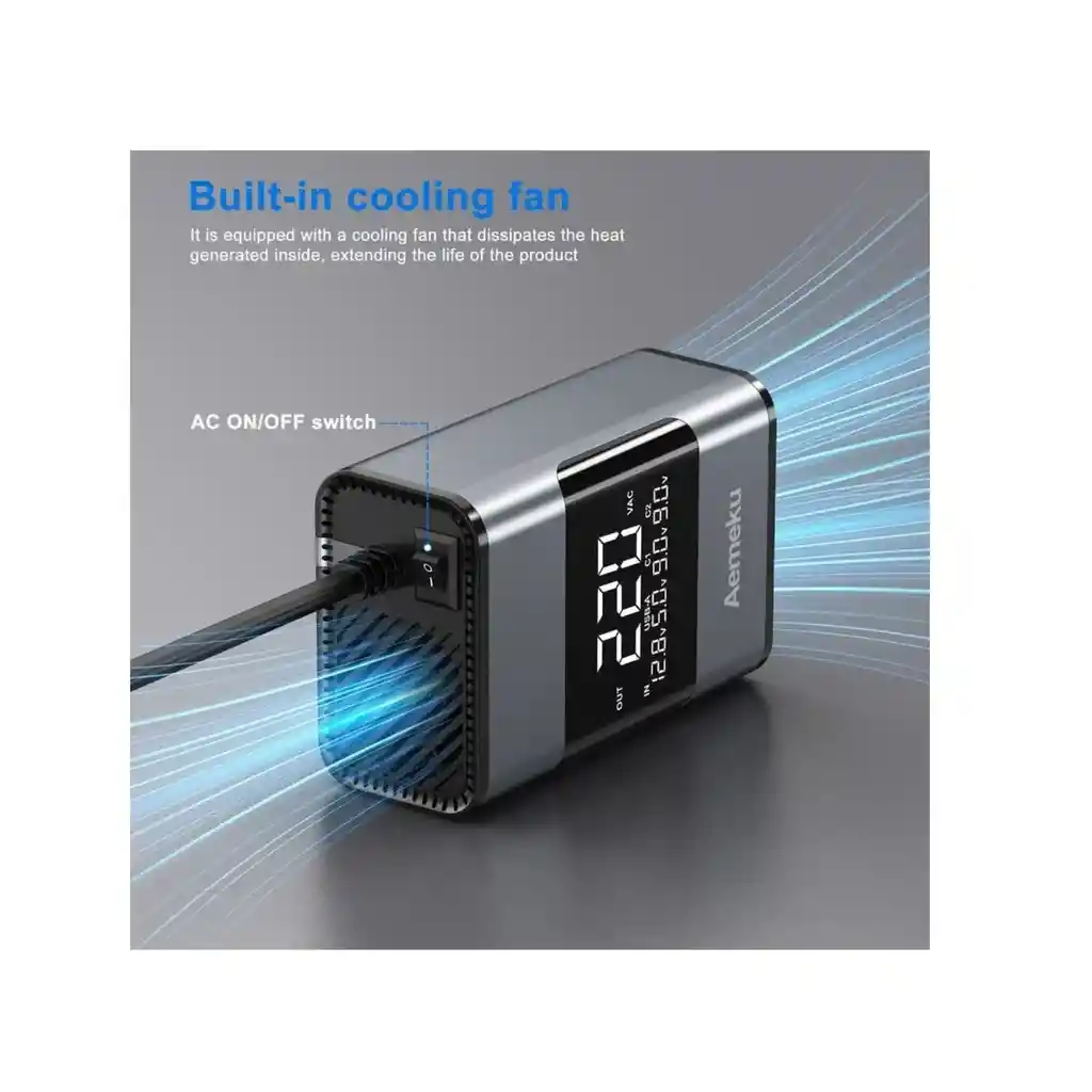 Inversor De Corriente Para Carro 200w Usb 2tipo C Pantalla